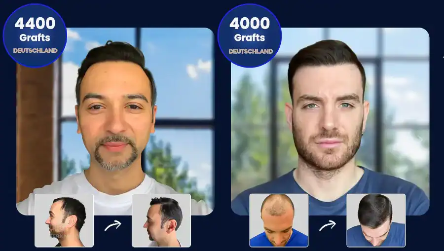 Haartransplantation Vorher Nachher mit der Sapphire FUE Methode – natürliche Ergebnisse und hohe Haardichte in Deutschland