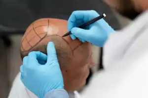Vorher-nachher Ergebnis einer Haartransplantation in Deutschland – natürliche Dichte und dauerhafte Haltbarkeit des transplantierten Haares.